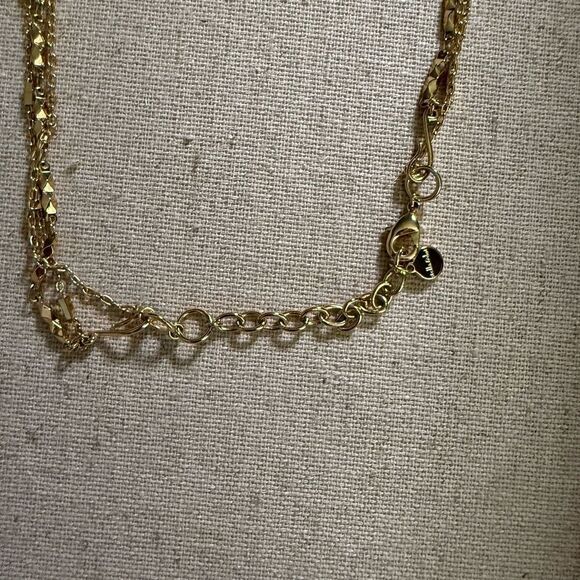 Stella & Dot Gold Layered Necklace with Quartz Pendant - Picture 2 of 2